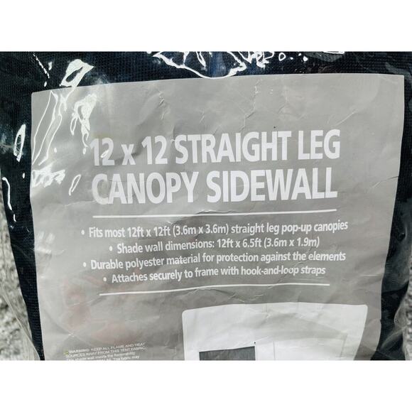 12X12 Straight Leg Canopy Sidewall Mesh Black Durable Polyester Outdoors New - Picture 2 of 8